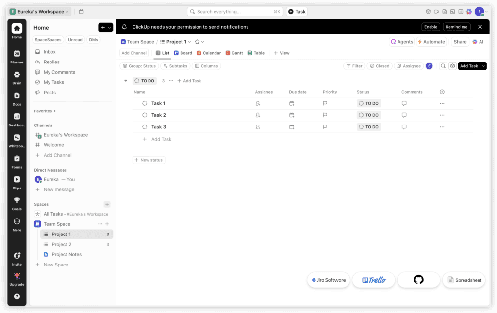 工具测评文章中的 ClickUp 产品图 配图