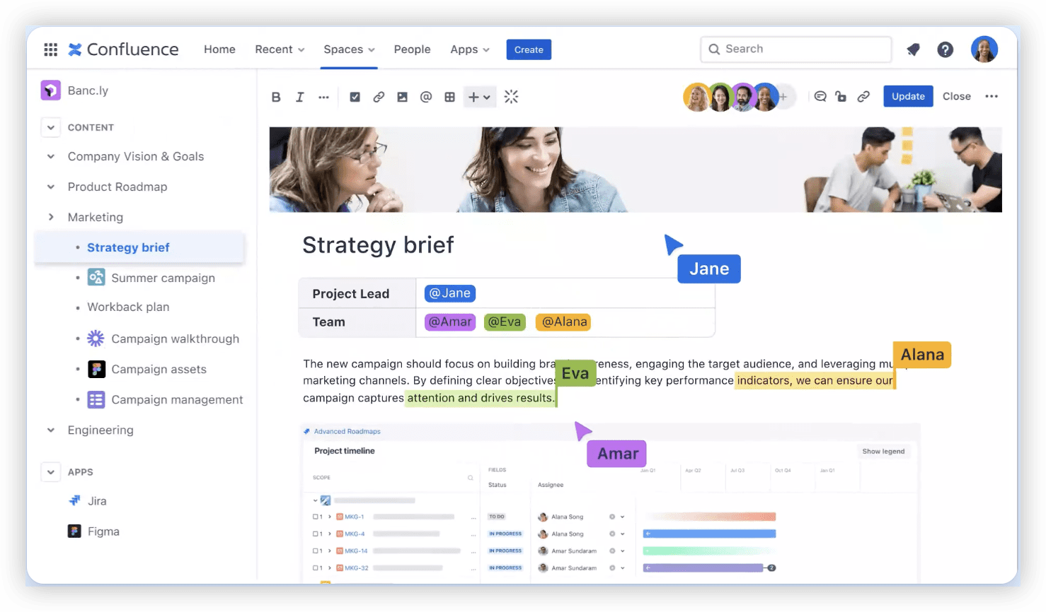 Confluence 知识管理工具，含核心功能界面