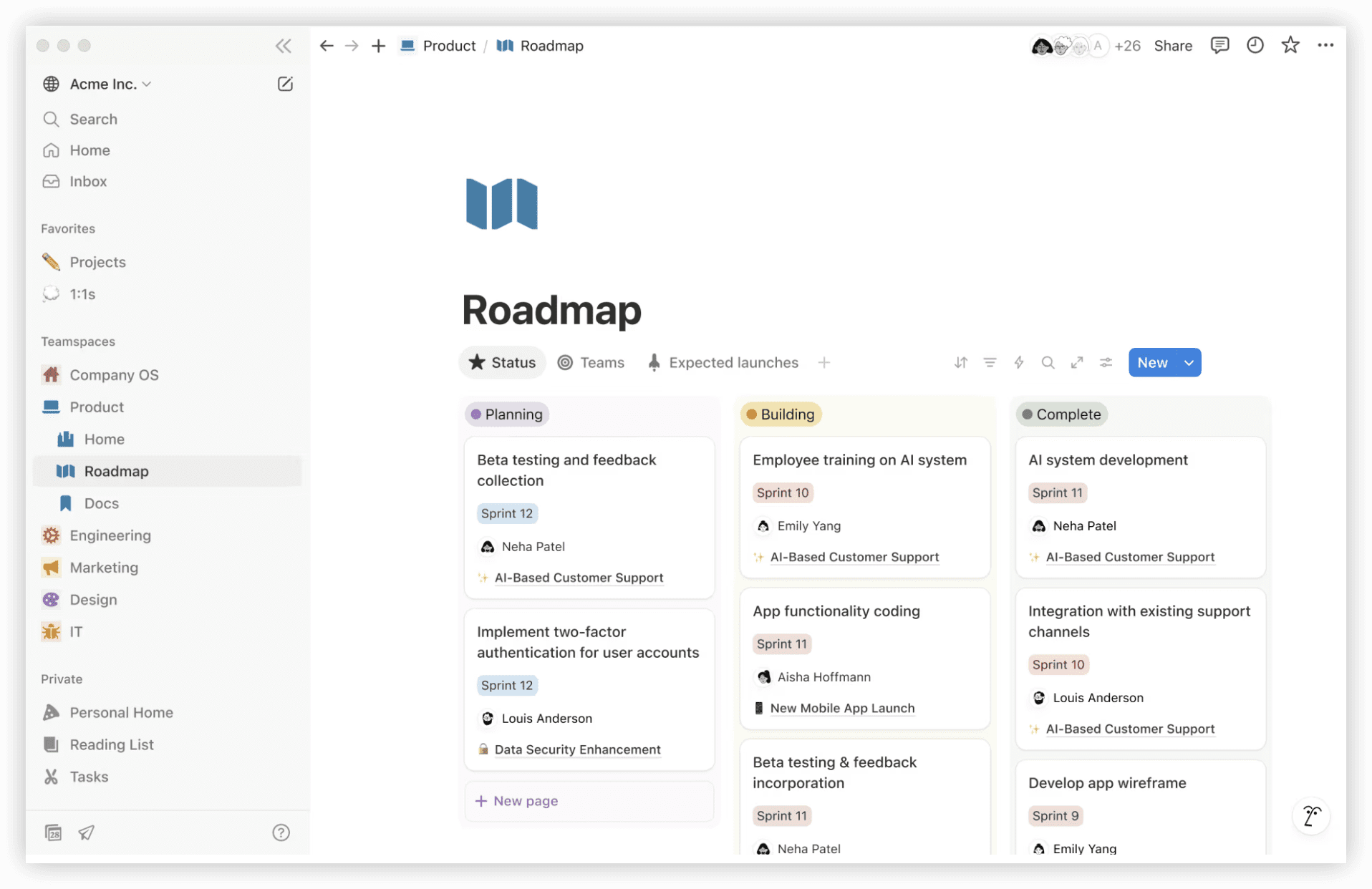 Notion 知识管理工具，含核心功能界面