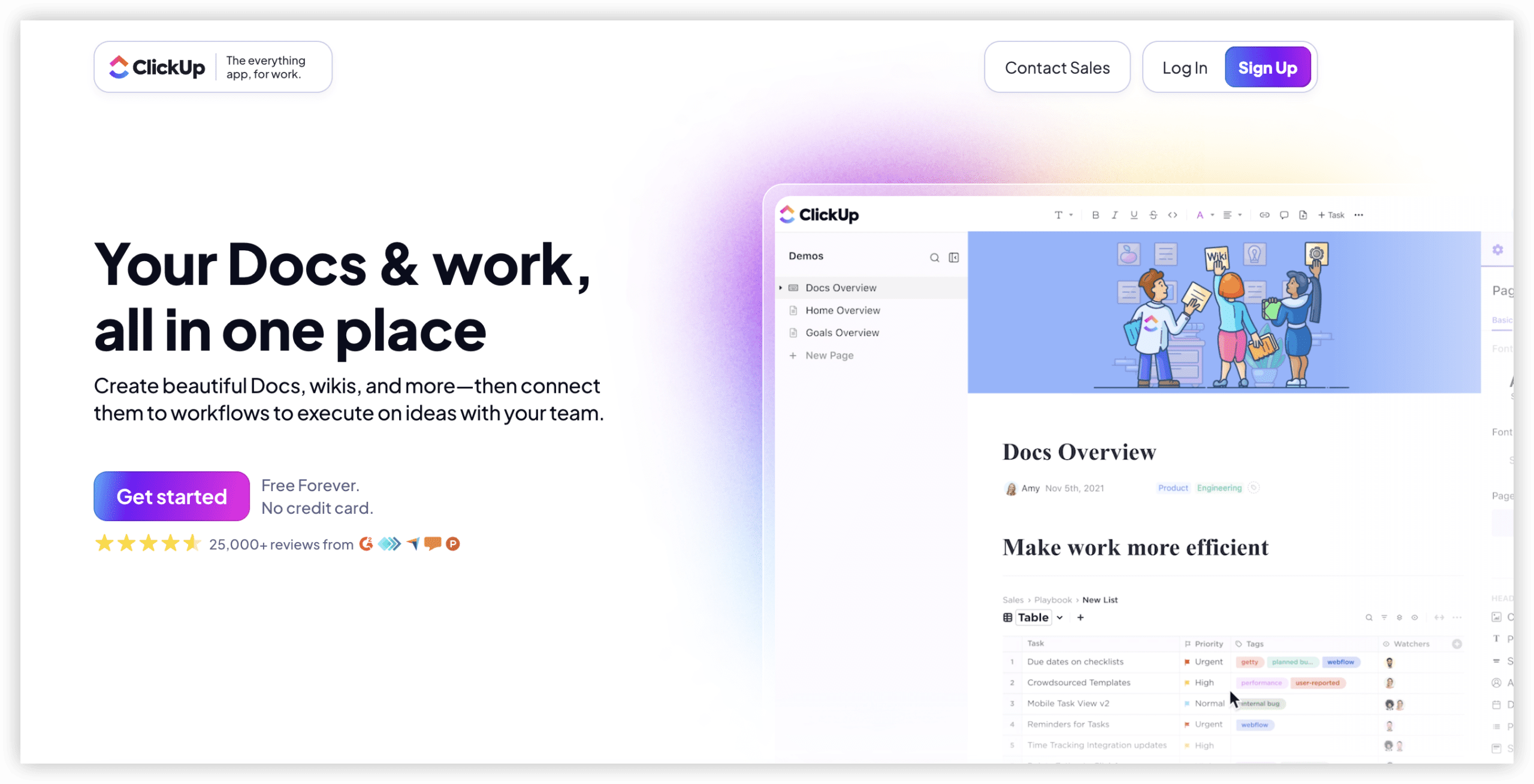 产品管理系统 ClickUp Docs 产品图